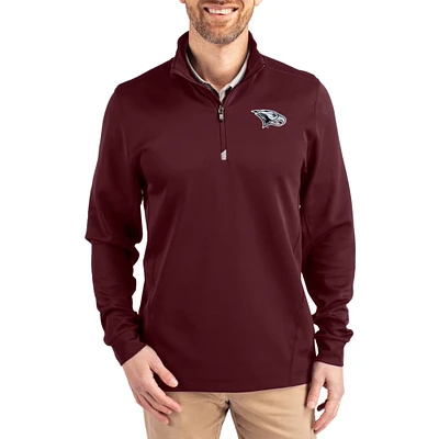 Men's Cutter & Buck  Maroon North Carolina Central Eagles DryTec Traverse Stretch Eco Tri-Blend Quarter-Zip Pullover