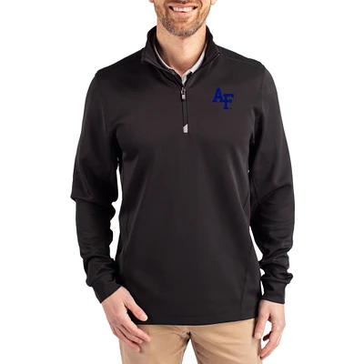 Men's Cutter & Buck Air Force Falcons DryTec Traverse Stretch Eco Tri-Blend Quarter-Zip Pullover
