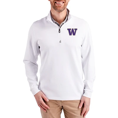 Men's Cutter & Buck Washington Huskies DryTec Traverse Stretch Eco Tri-Blend Quarter-Zip Pullover