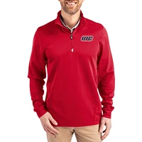 Men's Cutter & Buck UIC Flames DryTec Traverse Stretch Eco Tri-Blend Quarter-Zip Pullover