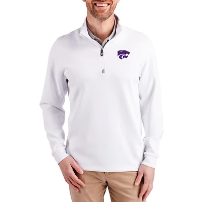 Men's Cutter & Buck Kansas State Wildcats DryTec Traverse Stretch Eco Tri-Blend Quarter-Zip Pullover