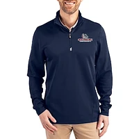 Men's Cutter & Buck  Navy Gonzaga Bulldogs DryTec Traverse Stretch Eco Tri-Blend Quarter-Zip Pullover