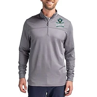 Men's Cutter & Buck  Gray UNC Wilmington Seahawks Traverse Stretch Eco Stripe DryTec Tri-Blend Quarter-Zip Pullover