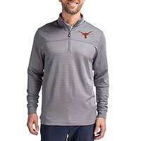 Men's Cutter & Buck  Gray Texas Longhorns Traverse Stretch Eco Stripe DryTec Tri-Blend Quarter-Zip Pullover