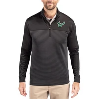 Men's Cutter & Buck  Black South Florida Bulls Traverse Stretch Eco Stripe DryTec Tri-Blend Quarter-Zip Pullover