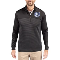 Men's Cutter & Buck Saint Louis Billikens Traverse Stretch Eco Stripe DryTec Tri-Blend Quarter-Zip Pullover