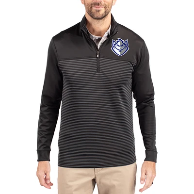 Men's Cutter & Buck Saint Louis Billikens Traverse Stretch Eco Stripe DryTec Tri-Blend Quarter-Zip Pullover