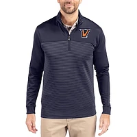Men's Cutter & Buck  Navy Texas-Rio Grande Valley Vaqueros Traverse Stretch Eco Stripe DryTec Tri-Blend Quarter-Zip Pullover