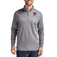 Men's Cutter & Buck  Gray Texas-Rio Grande Valley Vaqueros Traverse Stretch Eco Stripe DryTec Tri-Blend Quarter-Zip Pullover