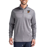 Men's Cutter & Buck  Gray Texas-Rio Grande Valley Vaqueros Traverse Stretch Eco Stripe DryTec Tri-Blend Quarter-Zip Pullover