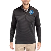Men's Cutter & Buck Indiana State Sycamores Traverse Stretch Eco Stripe DryTec Tri-Blend Quarter-Zip Pullover