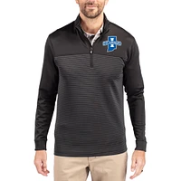 Men's Cutter & Buck Indiana State Sycamores Traverse Stretch Eco Stripe DryTec Tri-Blend Quarter-Zip Pullover