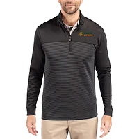 Men's Cutter & Buck  Black Florida A&M Rattlers Traverse Stretch Eco Stripe DryTec Tri-Blend Quarter-Zip Pullover