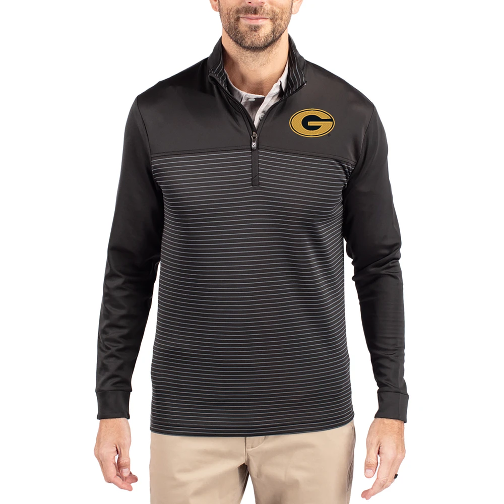 Men's Cutter & Buck Grambling Tigers Traverse Stretch Eco Stripe DryTec Tri-Blend Quarter-Zip Pullover