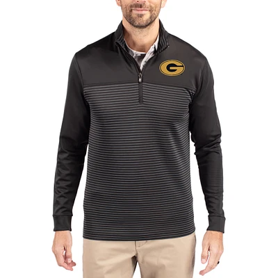 Men's Cutter & Buck Grambling Tigers Traverse Stretch Eco Stripe DryTec Tri-Blend Quarter-Zip Pullover