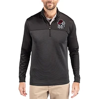 Men's Cutter & Buck Georgia Bulldogs Traverse Stretch Eco Stripe DryTec Tri-Blend Quarter-Zip Pullover