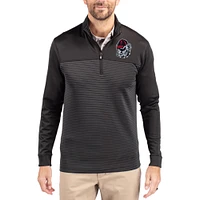 Men's Cutter & Buck Georgia Bulldogs Traverse Stretch Eco Stripe DryTec Tri-Blend Quarter-Zip Pullover