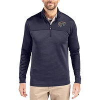 Men's Cutter & Buck  Navy UTEP Miners Traverse Stretch Eco Stripe DryTec Tri-Blend Quarter-Zip Pullover
