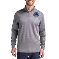 Men's Cutter & Buck  Gray Old Dominion Monarchs Traverse Stretch Eco Stripe DryTec Tri-Blend Quarter-Zip Pullover
