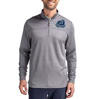 Men's Cutter & Buck  Gray Old Dominion Monarchs Traverse Stretch Eco Stripe DryTec Tri-Blend Quarter-Zip Pullover