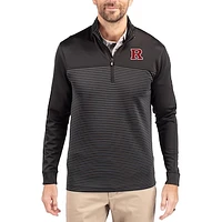 Men's Cutter & Buck Rutgers Scarlet Knights Traverse Stretch Eco Stripe DryTec Tri-Blend Quarter-Zip Pullover