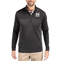 Men's Cutter & Buck Morehouse Maroon Tigers Traverse Stretch Eco Stripe DryTec Tri-Blend Quarter-Zip Pullover