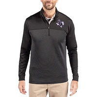 Men's Cutter & Buck Stephen F Austin Lumberjacks Traverse Stretch Eco Stripe DryTec Tri-Blend Quarter-Zip Pullover