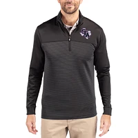 Men's Cutter & Buck Stephen F Austin Lumberjacks Traverse Stretch Eco Stripe DryTec Tri-Blend Quarter-Zip Pullover