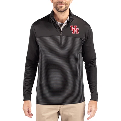 Men's Cutter & Buck Houston Cougars Traverse Stretch Eco Stripe DryTec Tri-Blend Quarter-Zip Pullover