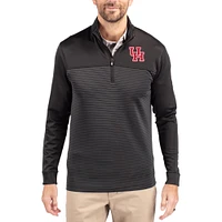 Men's Cutter & Buck Houston Cougars Traverse Stretch Eco Stripe DryTec Tri-Blend Quarter-Zip Pullover