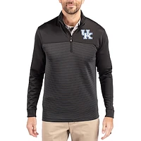 Men's Cutter & Buck Kentucky Wildcats Traverse Stretch Eco Stripe DryTec Tri-Blend Quarter-Zip Pullover