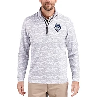 Men's Cutter & Buck  Gray UConn Huskies Traverse Stretch Eco Camo DryTec Tri-Blend Quarter-Zip Pullover