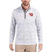 Men's Cutter & Buck  Gray Dayton Flyers Traverse Stretch Eco Camo DryTec Tri-Blend Quarter-Zip Pullover