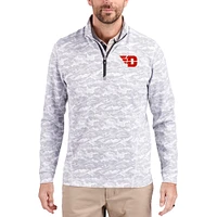 Men's Cutter & Buck  Gray Dayton Flyers Traverse Stretch Eco Camo DryTec Tri-Blend Quarter-Zip Pullover