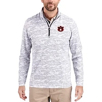 Men's Cutter & Buck  Gray Auburn Tigers Traverse Stretch Eco Camo DryTec Tri-Blend Quarter-Zip Pullover