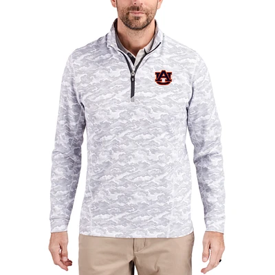 Men's Cutter & Buck  Gray Auburn Tigers Traverse Stretch Eco Camo DryTec Tri-Blend Quarter-Zip Pullover