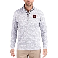 Men's Cutter & Buck  Gray Auburn Tigers Traverse Stretch Eco Camo DryTec Tri-Blend Quarter-Zip Pullover