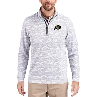 Men's Cutter & Buck  Gray Colorado Buffaloes Traverse Stretch Eco Camo DryTec Tri-Blend Quarter-Zip Pullover
