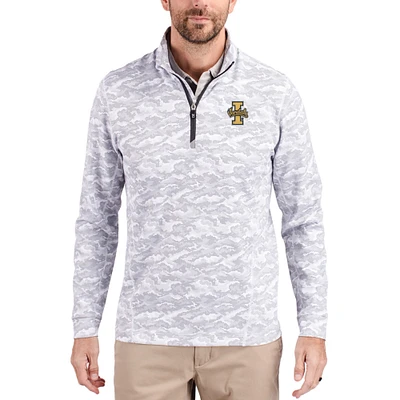 Men's Cutter & Buck  Gray Idaho Vandals Traverse Stretch Eco Camo DryTec Tri-Blend Quarter-Zip Pullover