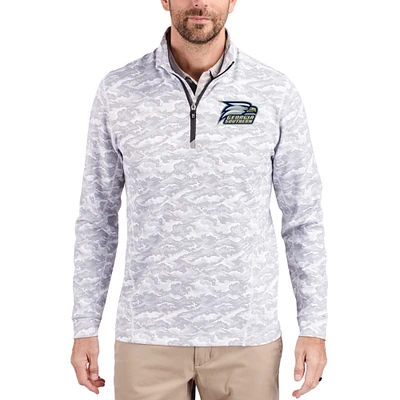 Men's Cutter & Buck  Gray Georgia Southern Eagles Traverse Stretch Eco Camo DryTec Tri-Blend Quarter-Zip Pullover