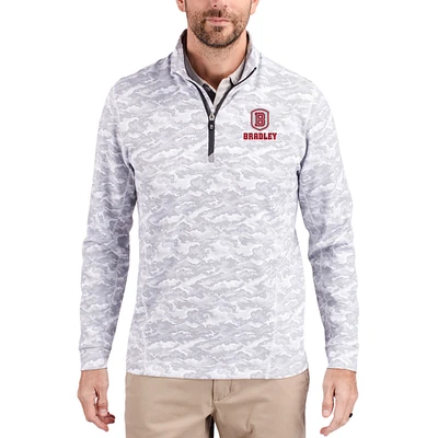 Men's Cutter & Buck  Gray Bradley Braves Traverse Stretch Eco Camo DryTec Tri-Blend Quarter-Zip Pullover