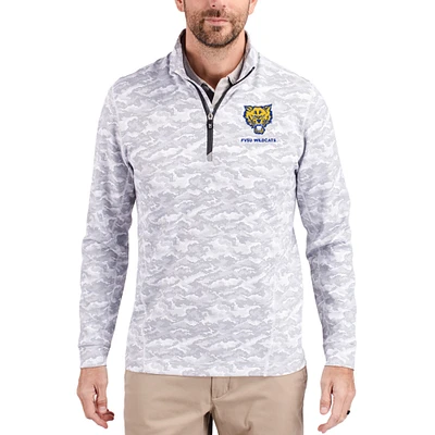 Men's Cutter & Buck  Gray Fort Valley State Wildcats Traverse Stretch Eco Camo DryTec Tri-Blend Quarter-Zip Pullover