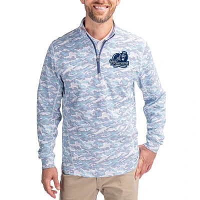 Men's Cutter & Buck  Navy Old Dominion Monarchs Traverse Stretch Eco Camo DryTec Tri-Blend Quarter-Zip Pullover