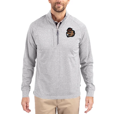 Women's Cutter & Buck  Heather Gray Oregon State Beavers Adapt Eco Knit Stretch Recycled DryTec Raglan Quarter-Zip Pullover