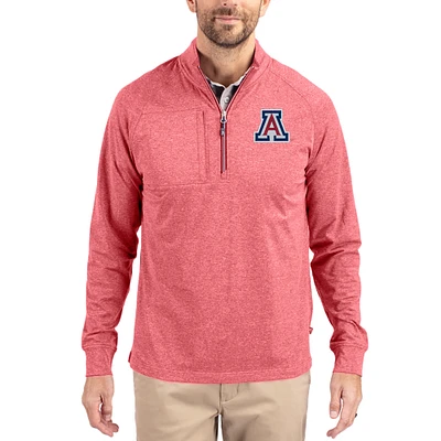 Women's Cutter & Buck  Heather Red Arizona Wildcats Adapt Eco Knit Stretch Recycled DryTec Raglan Quarter-Zip Pullover