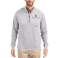 Women's Cutter & Buck Heather Santa Clara Broncos Adapt Eco Knit Stretch Recycled DryTec Raglan Quarter-Zip Pullover
