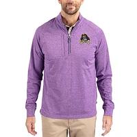 Women's Cutter & Buck Heather ECU Pirates Adapt Eco Knit Stretch Recycled DryTec Raglan Quarter-Zip Pullover