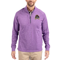 Women's Cutter & Buck Heather ECU Pirates Adapt Eco Knit Stretch Recycled DryTec Raglan Quarter-Zip Pullover