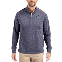 Women's Cutter & Buck  Heather Navy Penn State Nittany Lions Adapt Eco Knit Stretch Recycled DryTec Raglan Quarter-Zip Pullover