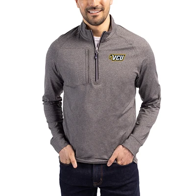 Women's Cutter & Buck Heather VCU Rams Adapt Eco Knit Stretch Recycled DryTec Raglan Quarter-Zip Pullover